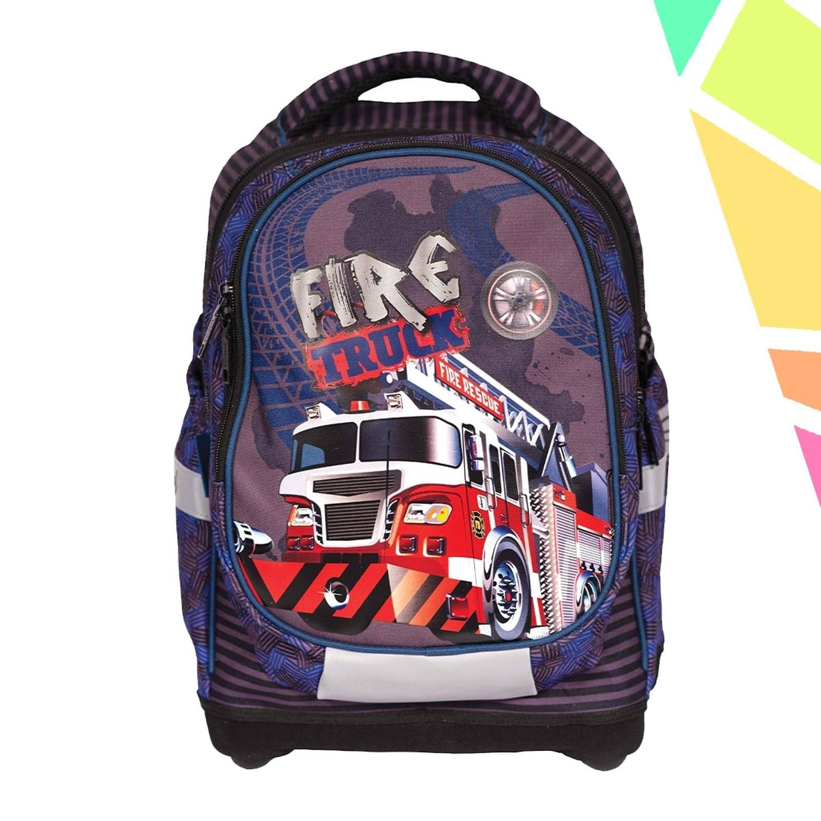 Ghiozdan anatomic compartiment laptop, FIRE TRUCK, 42x34x22 cm - S-COOL - imagine 1