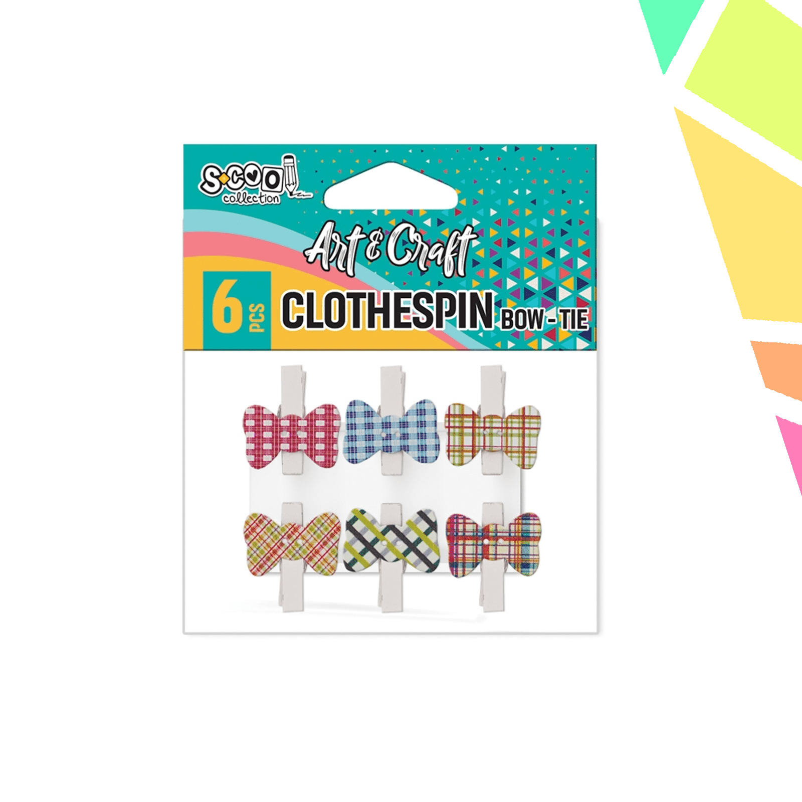 Accesorii craft, carlige lemn, papion, 6 buc/set - S-COOL - imagine 1