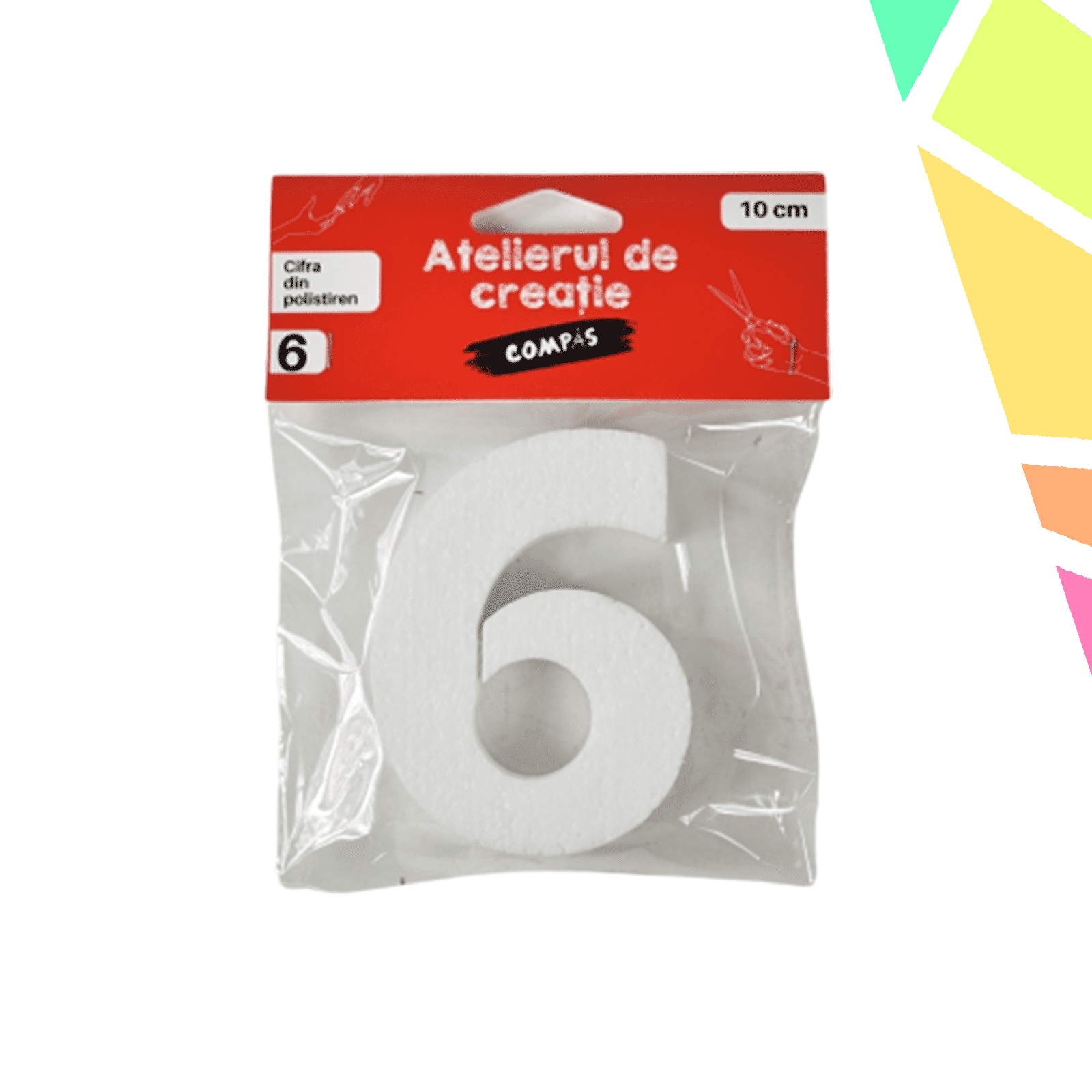 zydr0sK.png Accesorii craft, cifra 6 polistiren, 10 cm - COMPAS - imagine 1