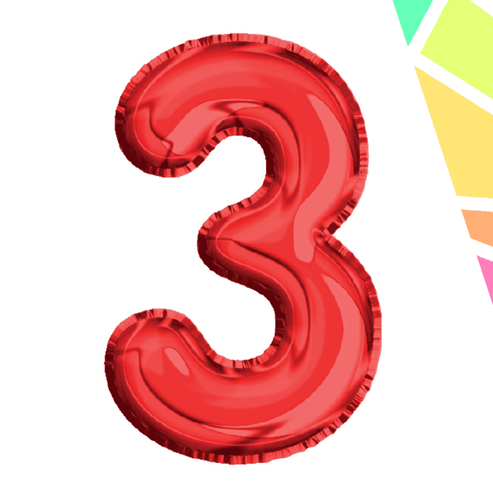 p1419 Balon, folie aluminiu, rosu, cifra 3, 40 cm - imagine 1