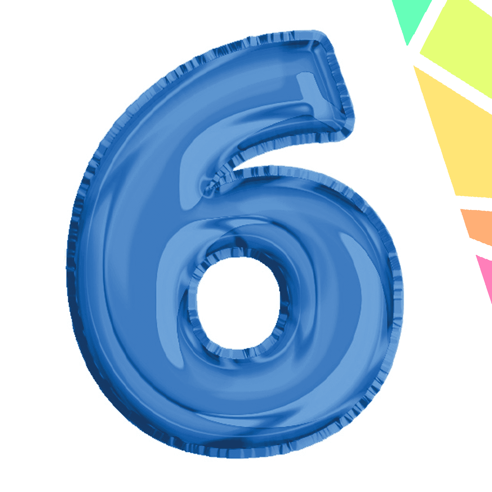 Balon, folie aluminiu, albastru, cifra 6, 40 cm - imagine 1