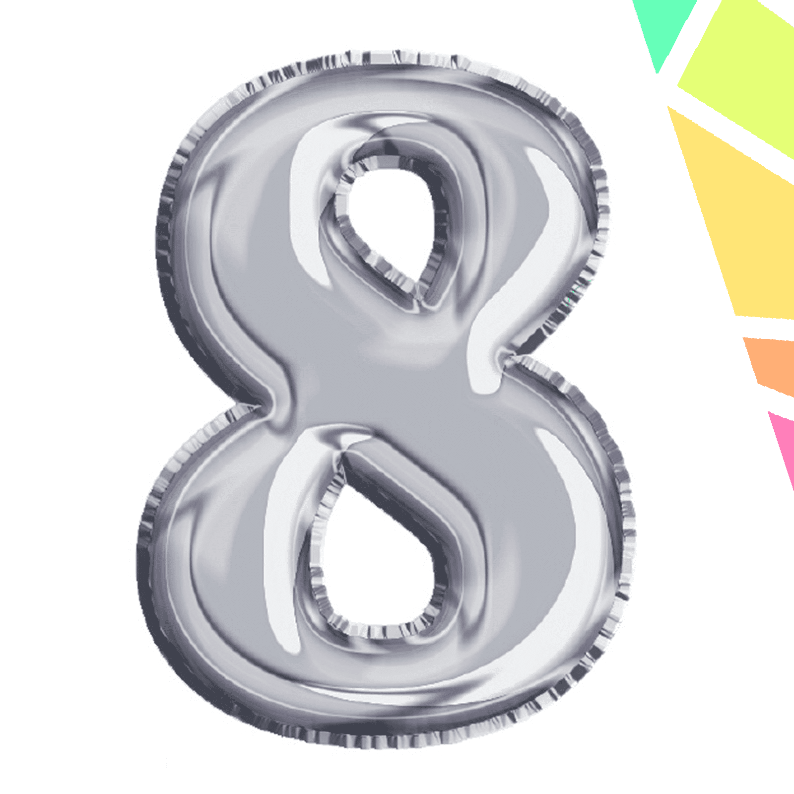 Balon, folie aluminiu, argintiu, cifra 8, 40 cm - imagine 1
