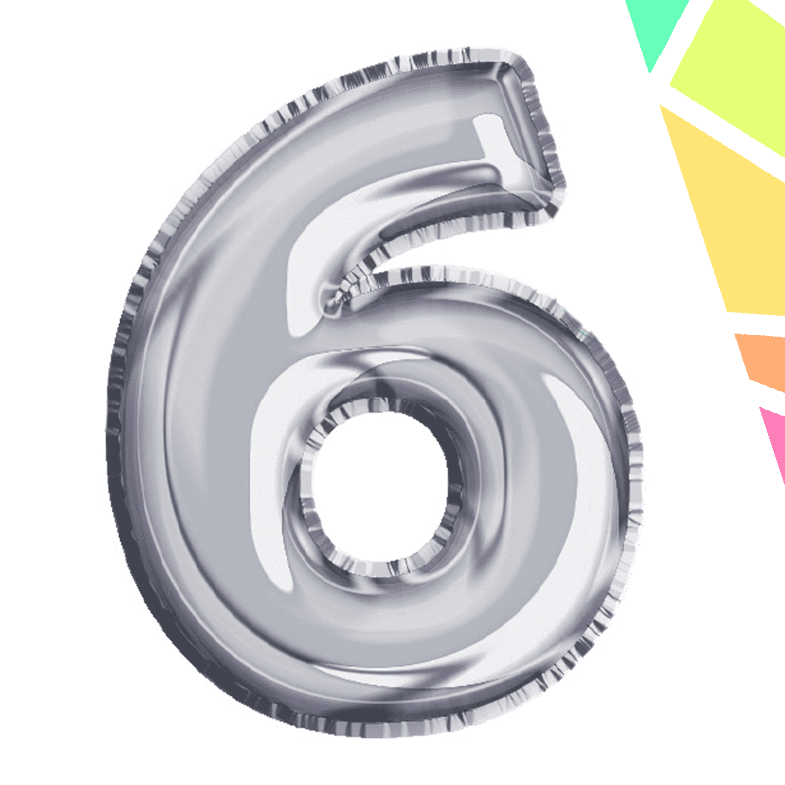 Balon, folie aluminiu, argintiu, cifra 6, 40 cm - imagine 1