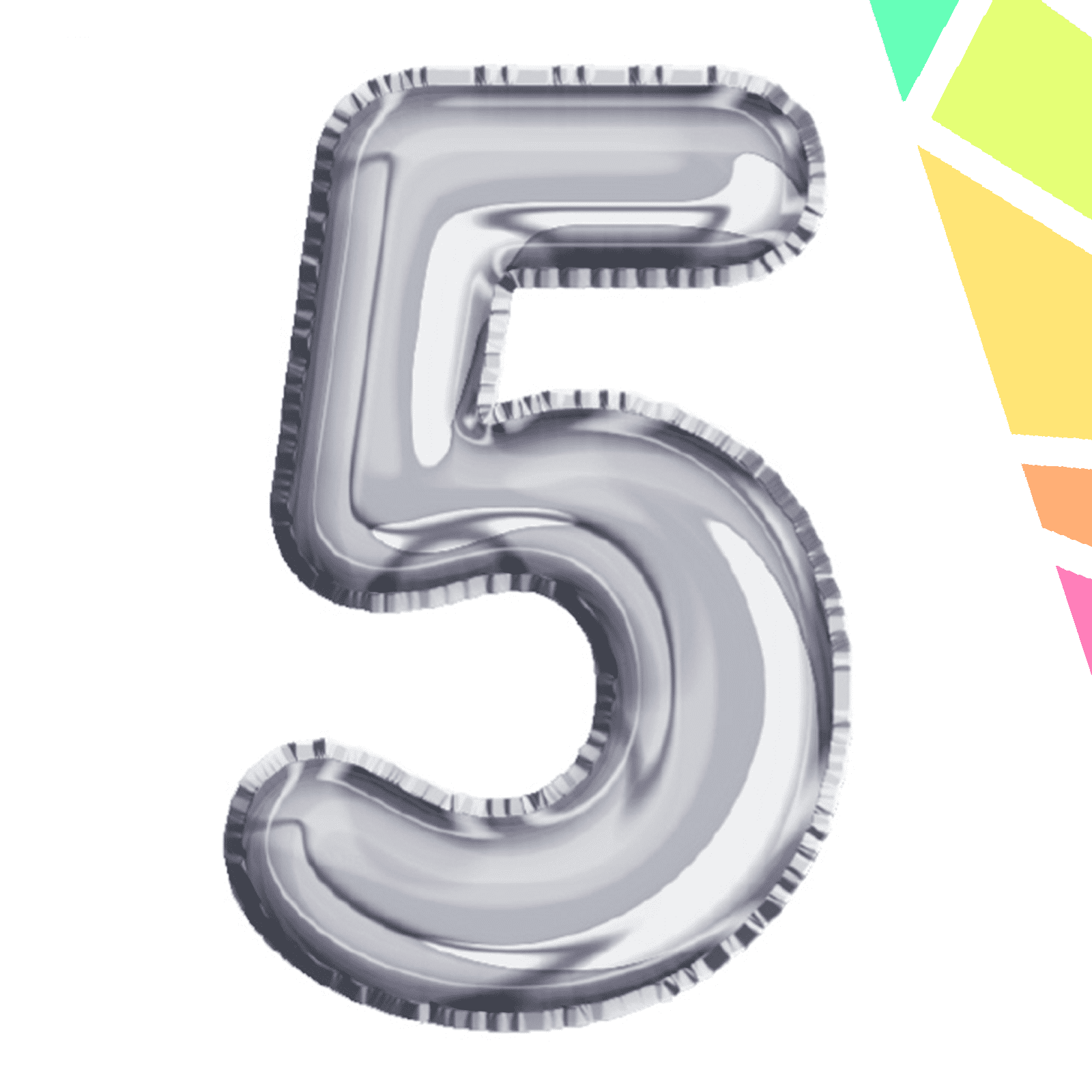 Balon, folie aluminiu, argintiu, cifra 5, 40 cm - imagine 1