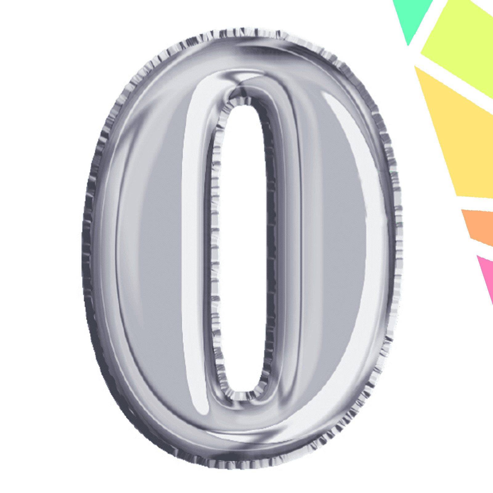 p1454 Balon, folie aluminiu, argintiu, cifra 0, 40 cm - imagine 1