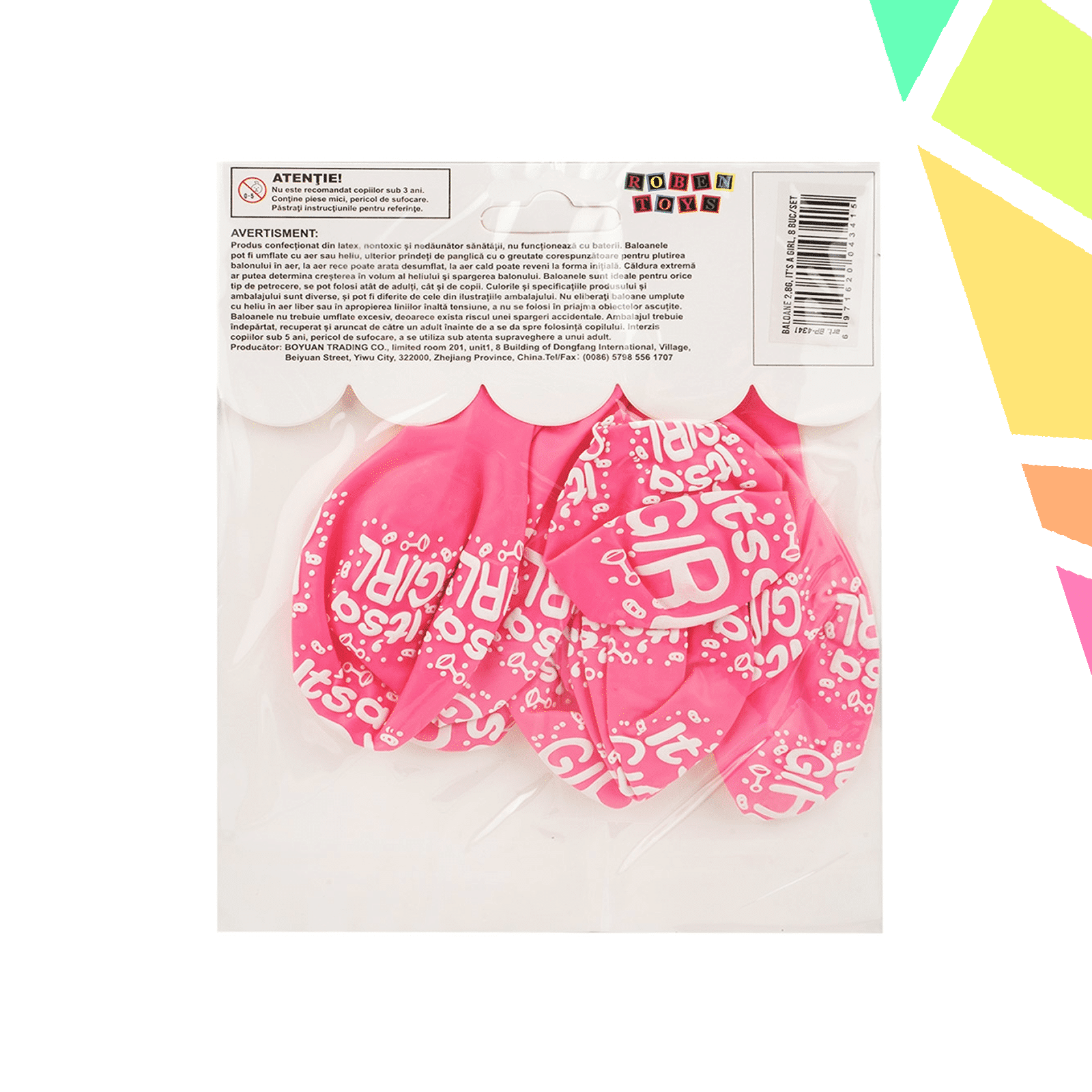 Baloane 2,8 g, It's a girl, 8 buc/set - imagine 1