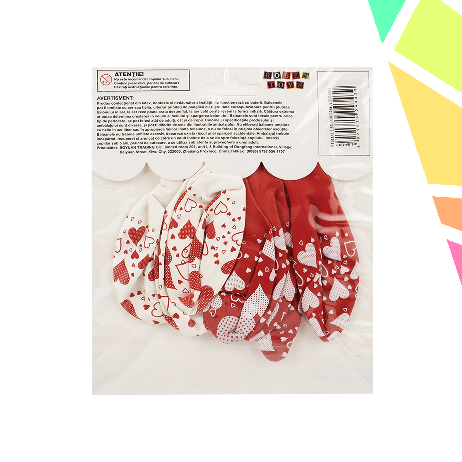 Baloane 2,8 g, Inimioare, 8 buc/set - imagine 1