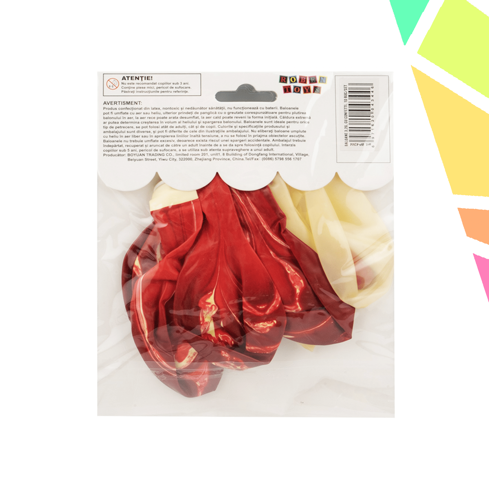 Baloane 3,2 g, cu confetti, 10 buc/set - imagine 1