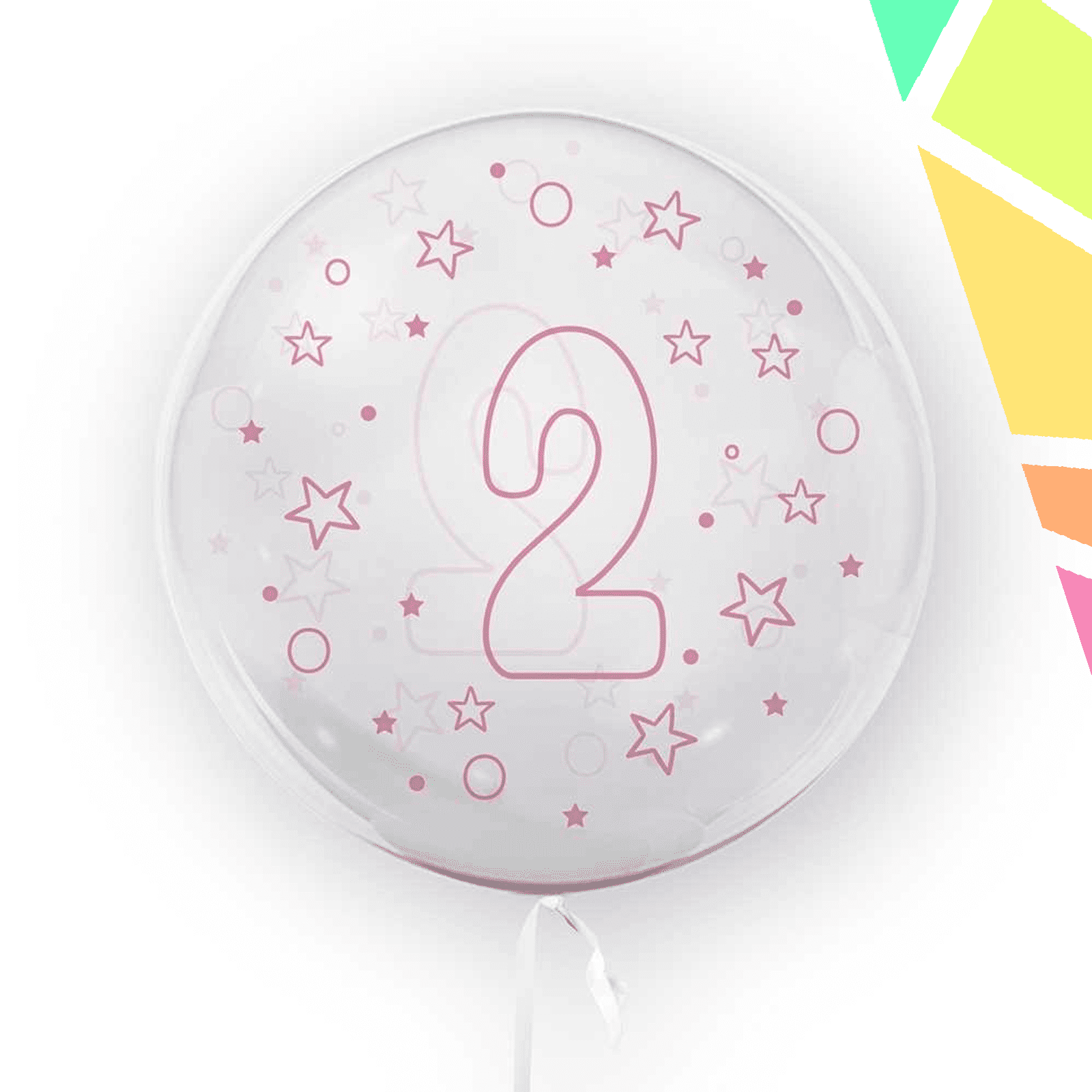 Balon transparent, 45 cm - cifra 2, Roz - TUBAN - imagine 1