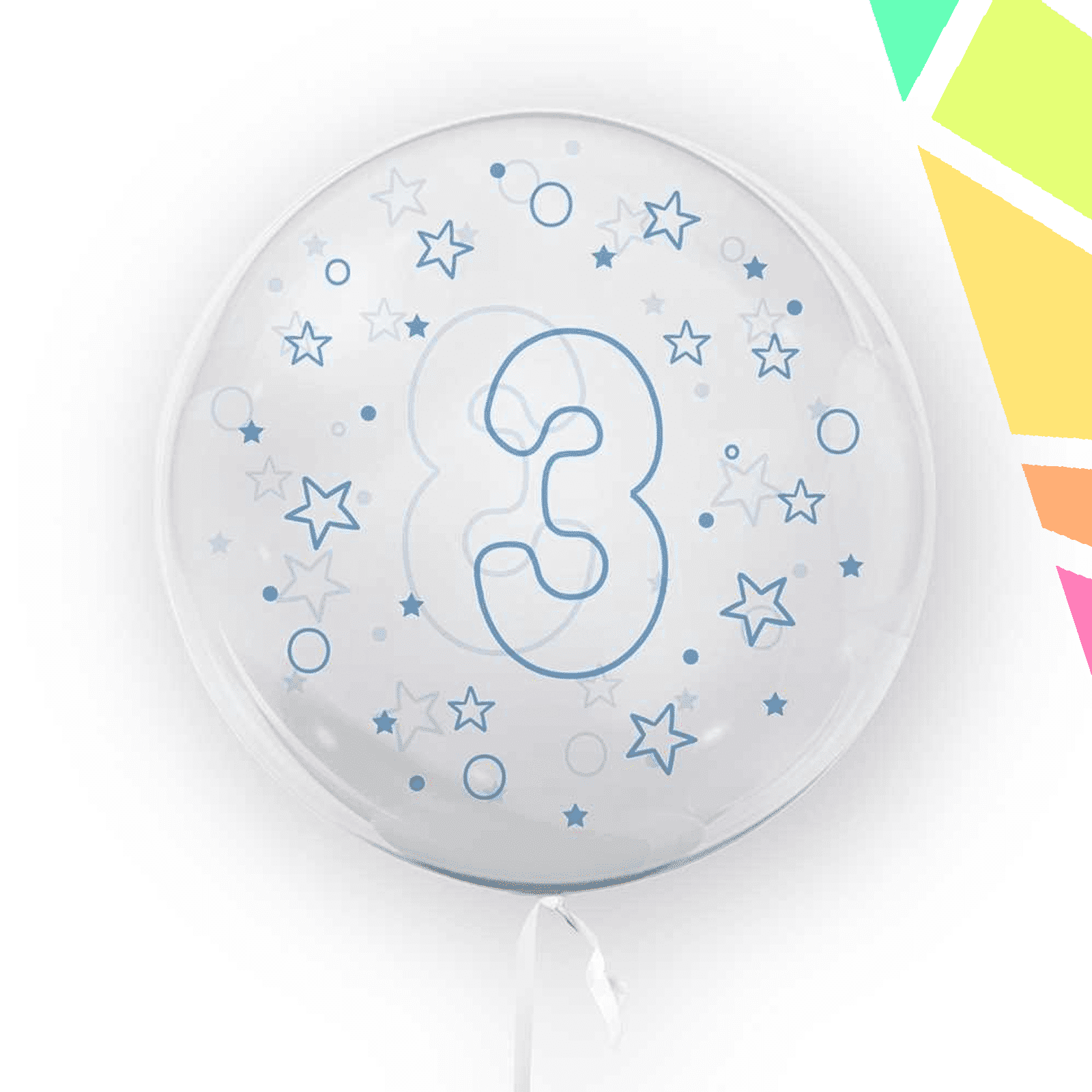 Balon transparent, 45 cm - cifra 3, Albastru - TUBAN - imagine 1