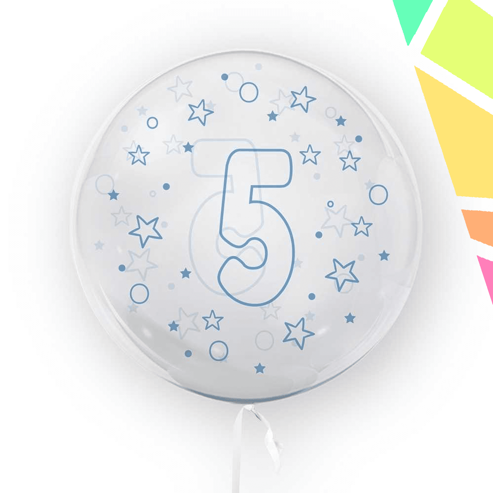 Balon transparent, 45 cm - cifra 5, Albastru - TUBAN - imagine 1