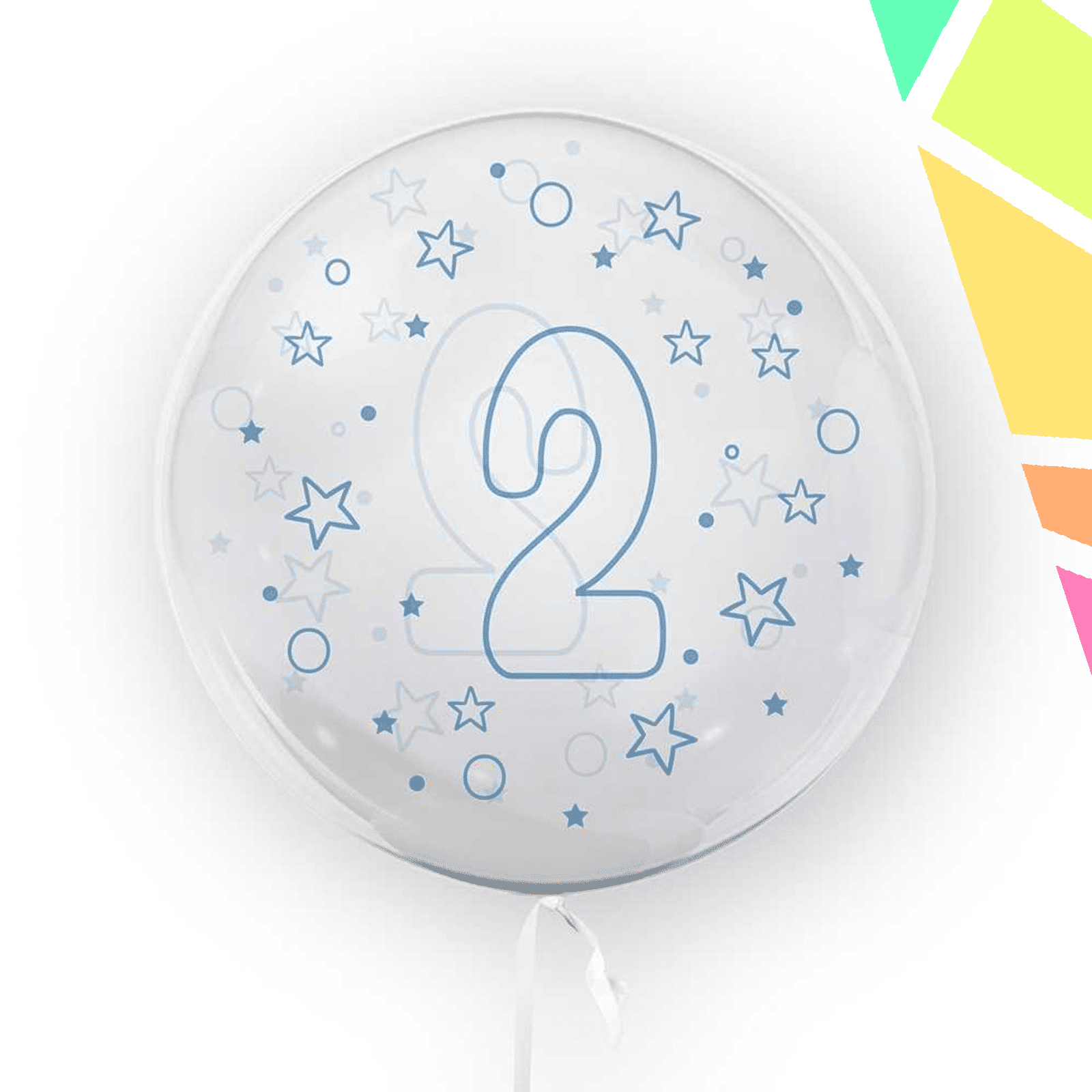 p1542 Balon transparent, 45 cm - cifra 2, Albastru - TUBAN - imagine 1