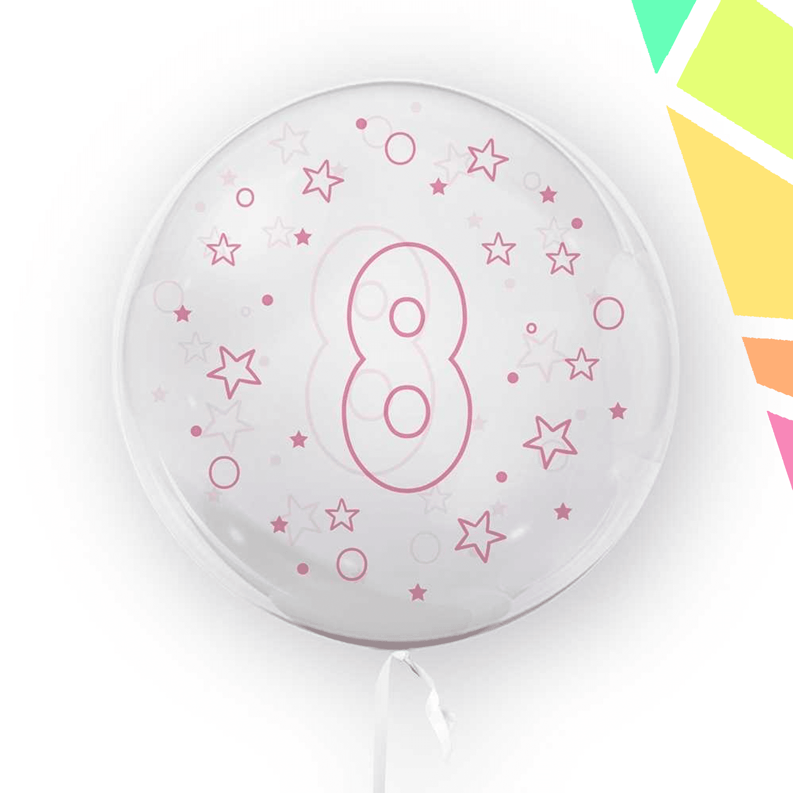 Balon transparent, 45 cm - cifra 8, Roz - TUBAN - imagine 1