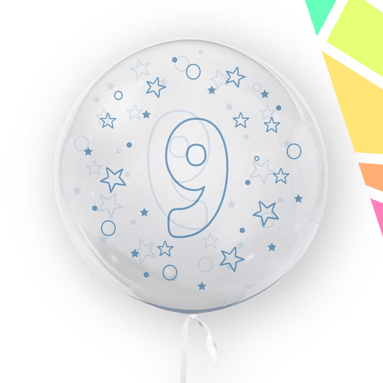 Balon transparent, 45 cm - cifra 9, Albastru - TUBAN - imagine 1