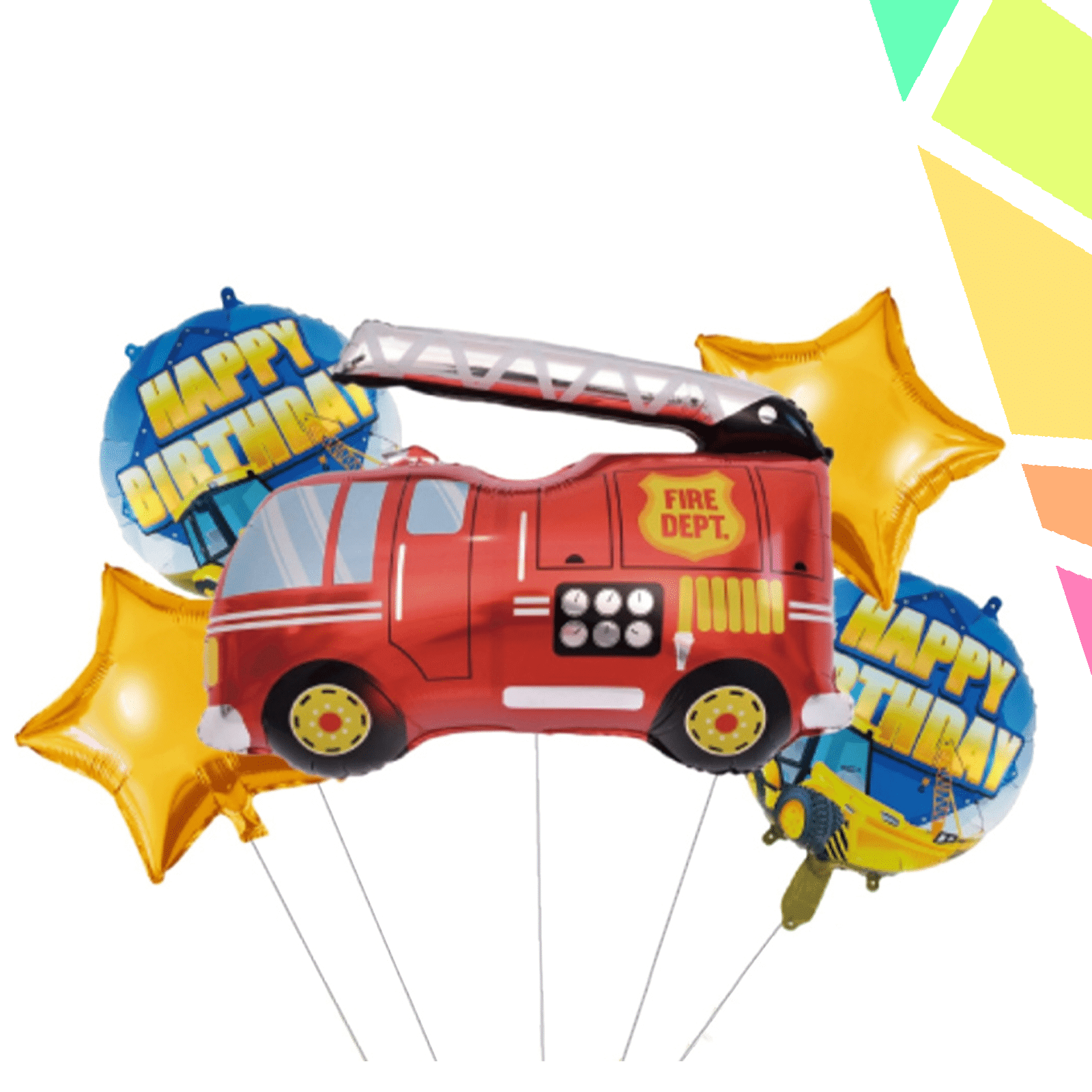 Balon, folie aluminiu, Masina pompieri - imagine 1