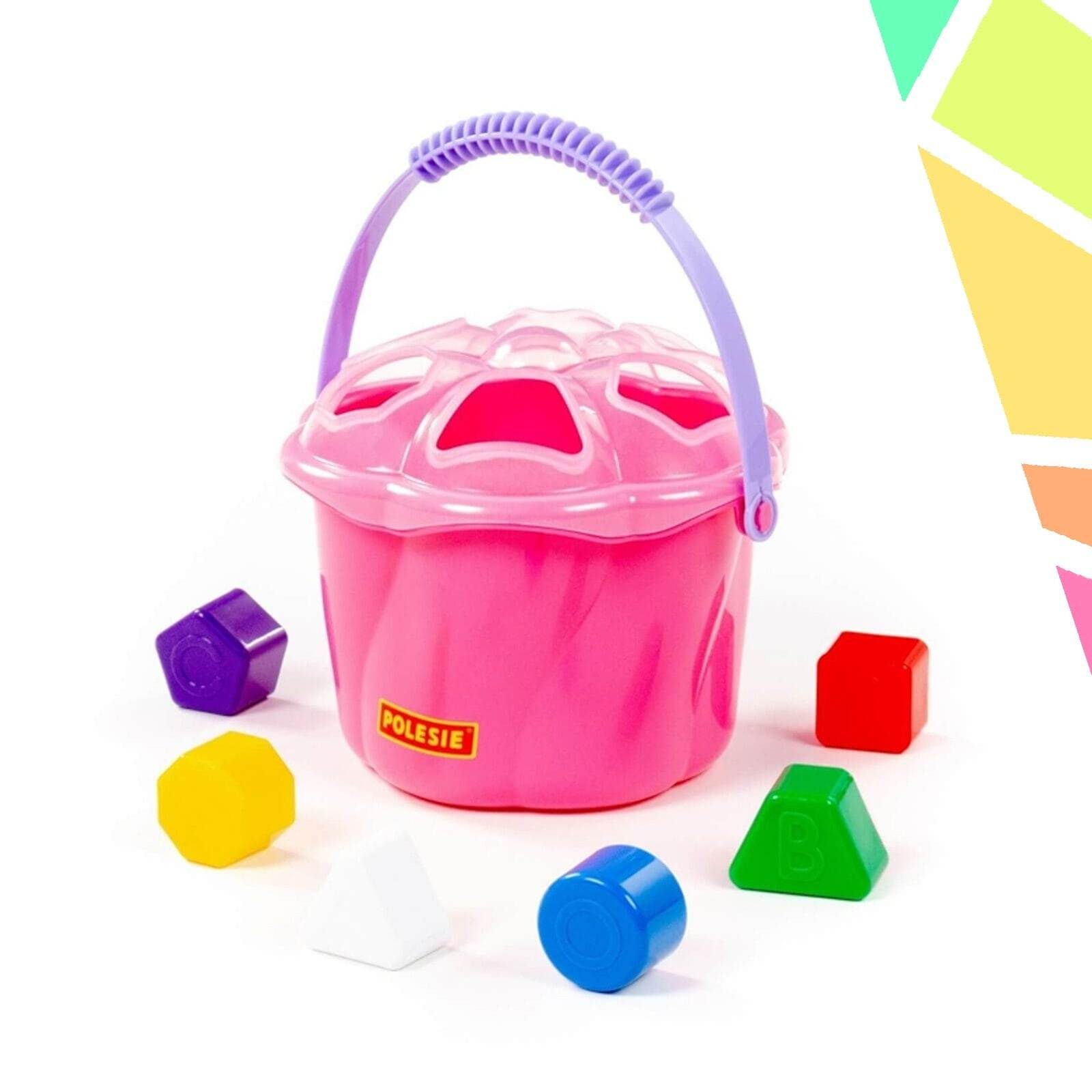 Galetusa roz cu forme de sortare, 6 buc/set, 17.5x15.7x14 cm, Polesie - imagine 1