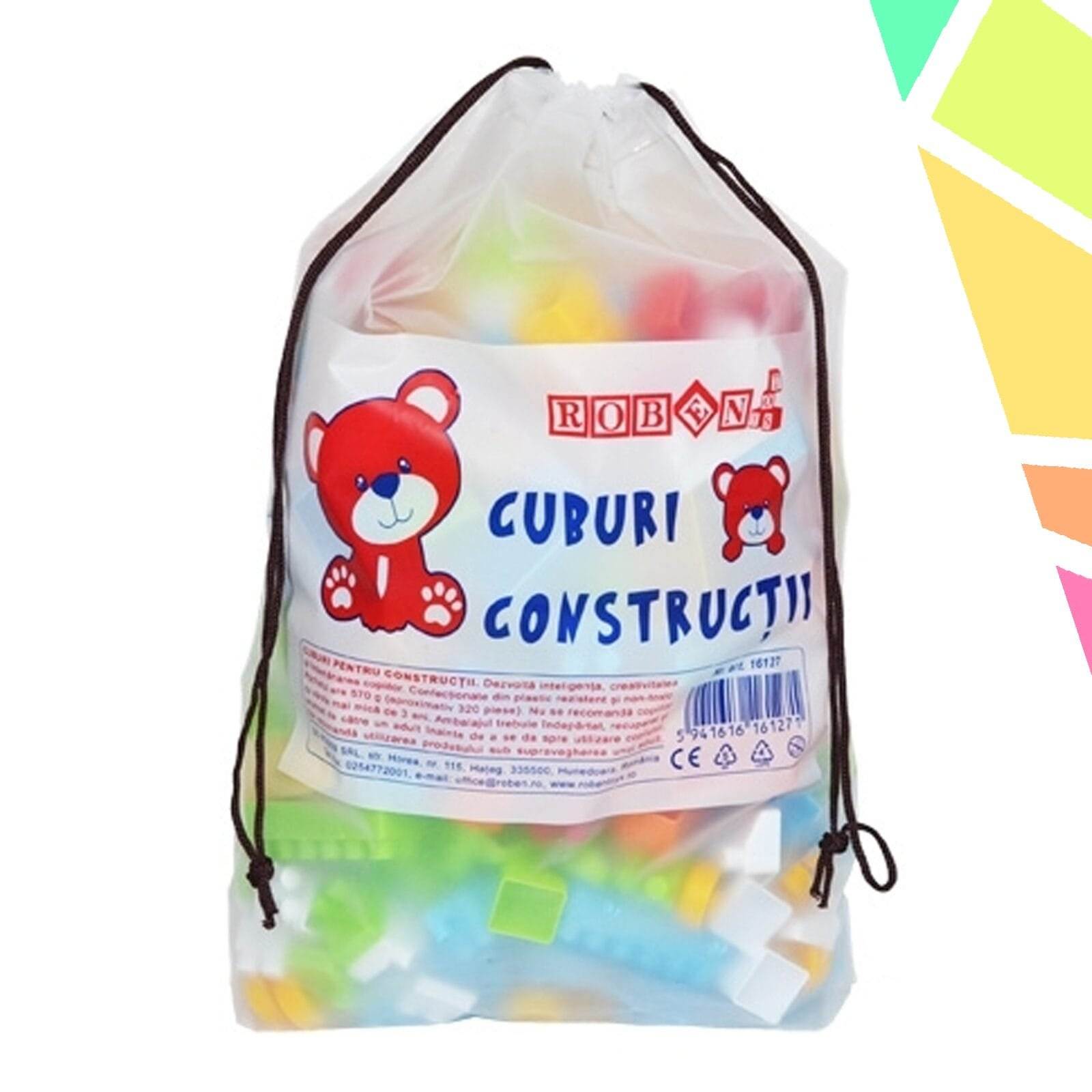 Cuburi constructii ambalaj mare, 320 piese/570g - ROBENTOYS - imagine 1