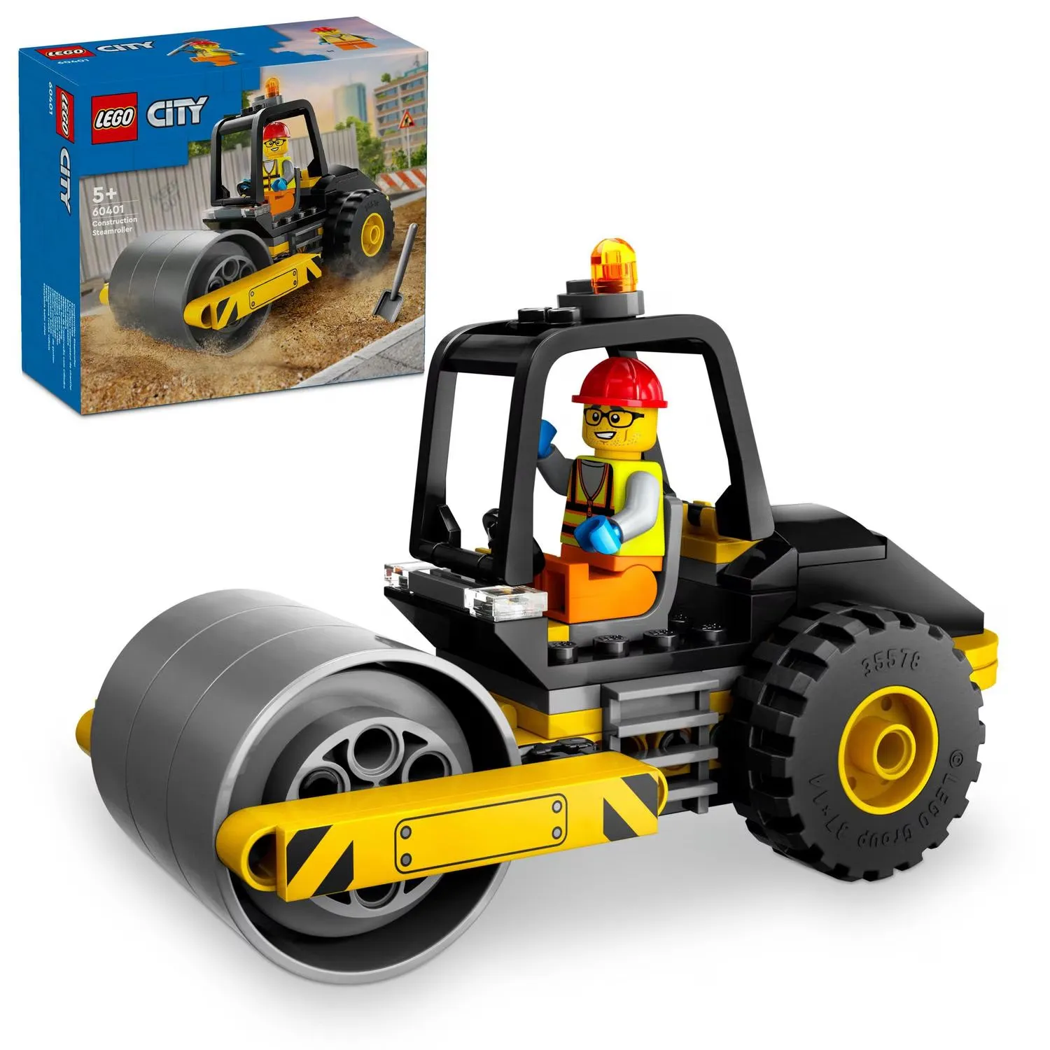 res_31ed075e712ffb15d36dddf4a72241ca LEGO® City - Cilindru compactor de santier 60401, 78 piese - imagine 1