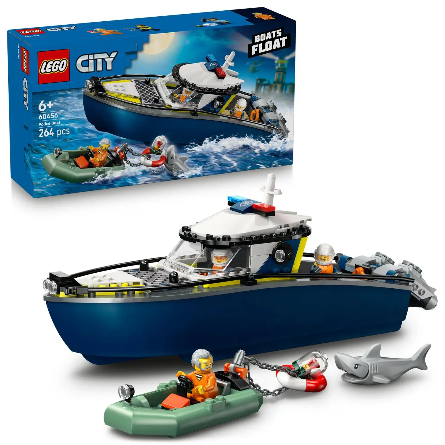 LEGO® City - Urmarire cu barca de politie 60456, 264 piese - imagine 1