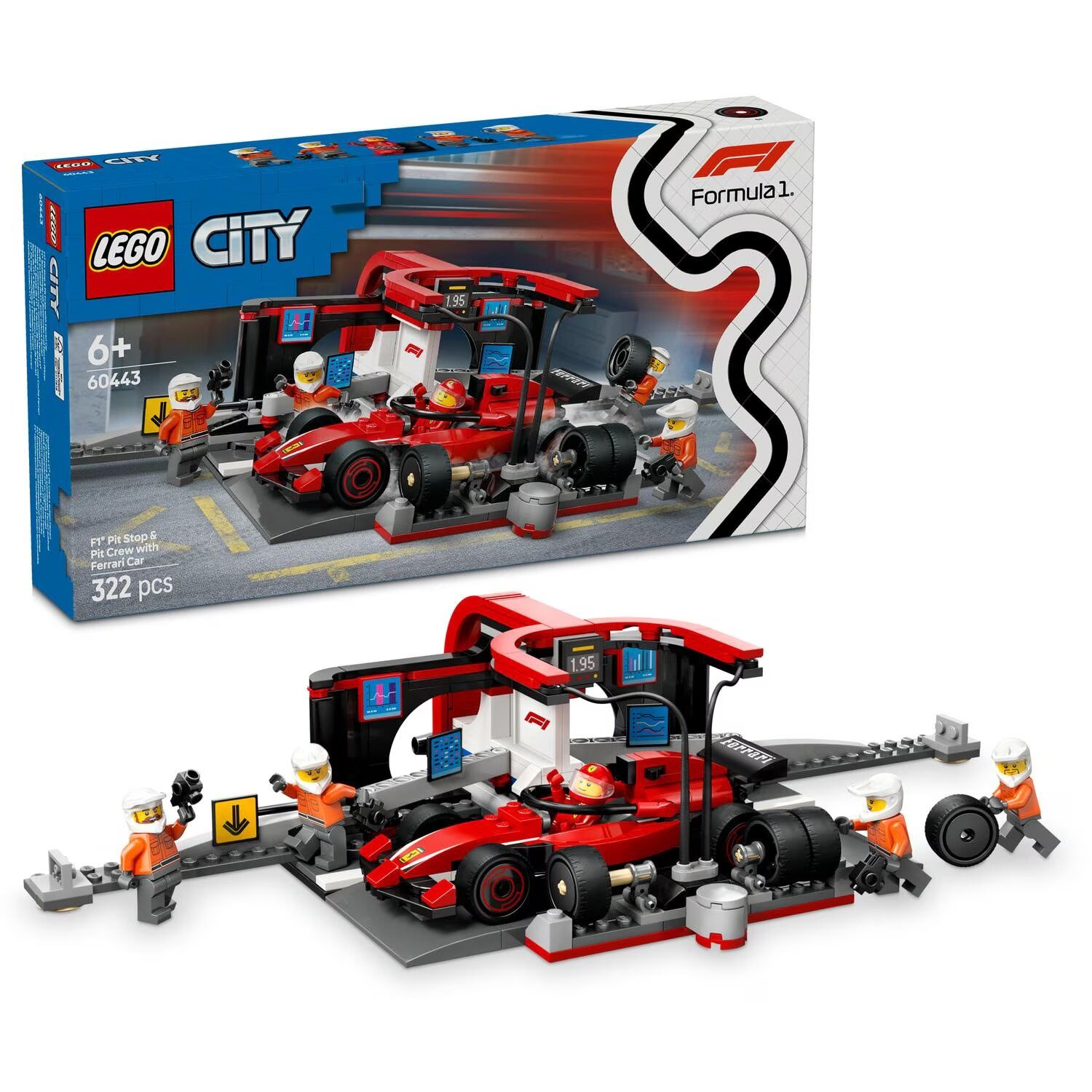 LEGO® City - Boxa si mecanici F1® cu masina Ferrari 60443, 322 piese - imagine 1