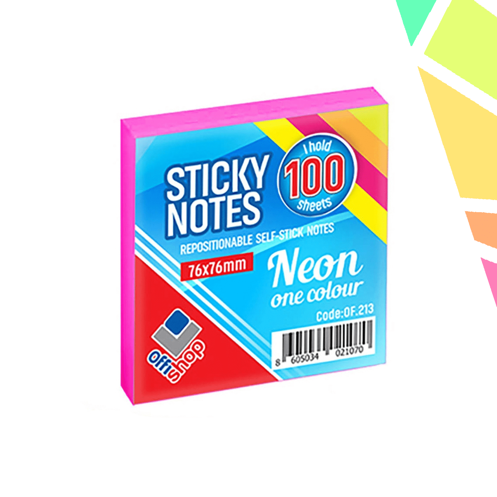 Notes adeziv neon, 75x75 cm, 100 file/set - OFFISHOP - imagine 1