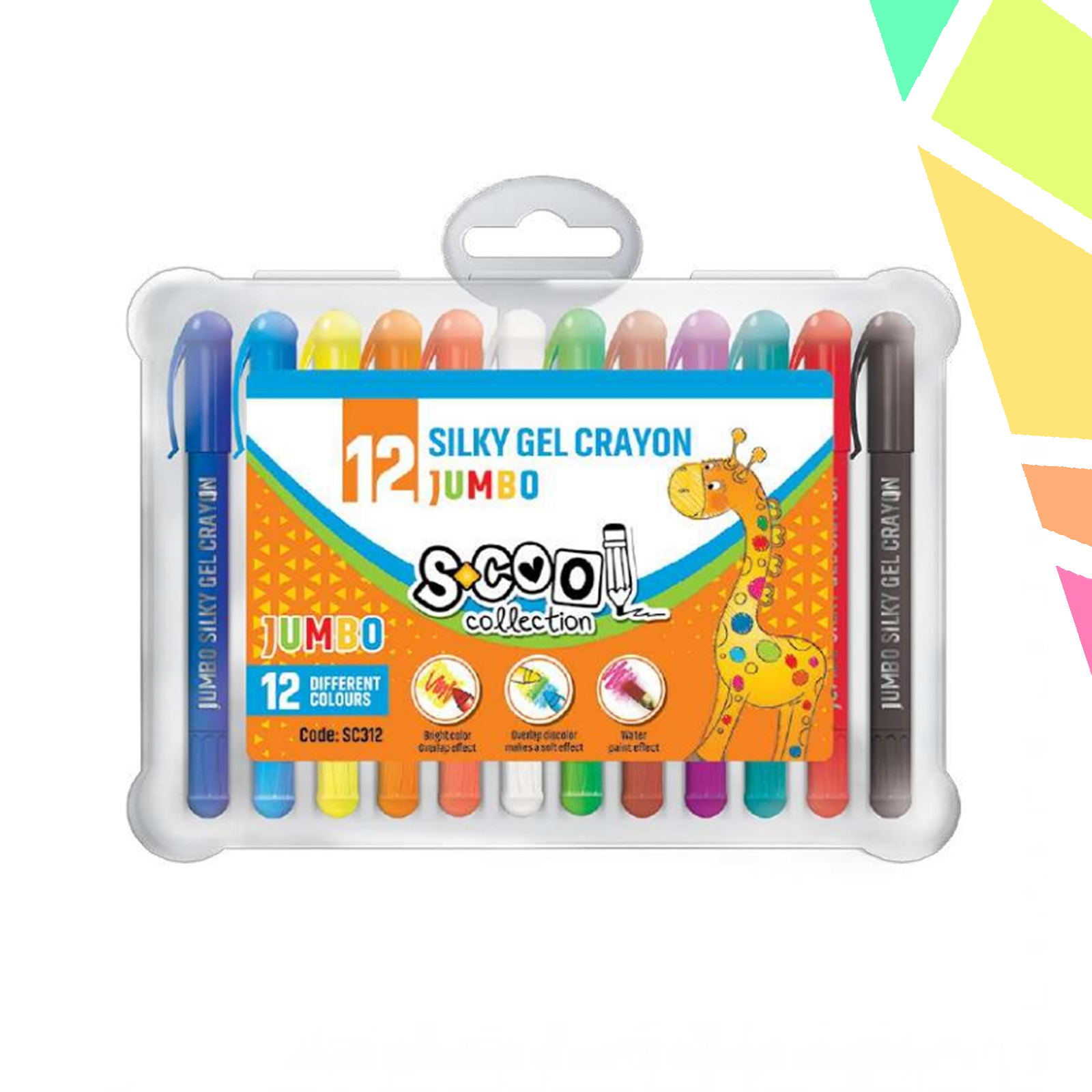 Creioane pastel Jumbo, Lavabile, 12culori/set - S-COOL - imagine 1