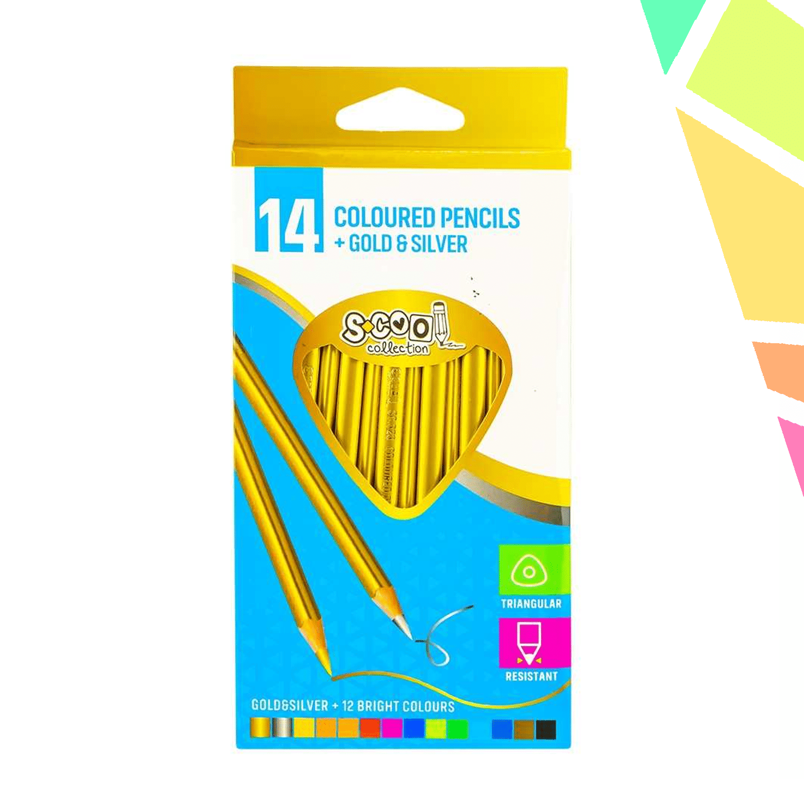 Creioane color,auriu,argintiu, 14 culori/set - S-COOL - imagine 1