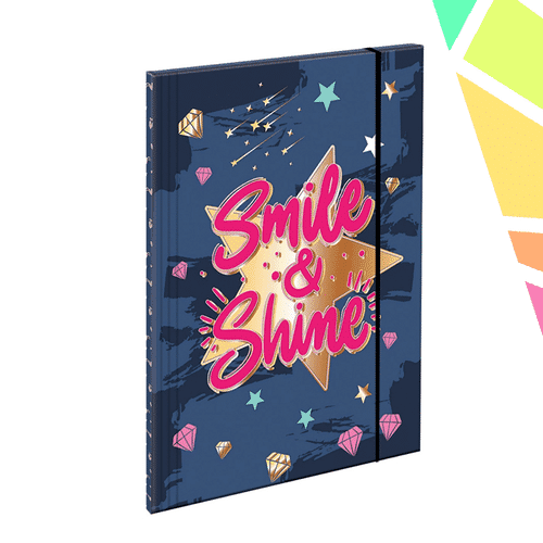 Mapa premium, cu sclipici, Smile Shine, inchidere cu elastic 23.5x31.5 cm S-COOL - imagine 1