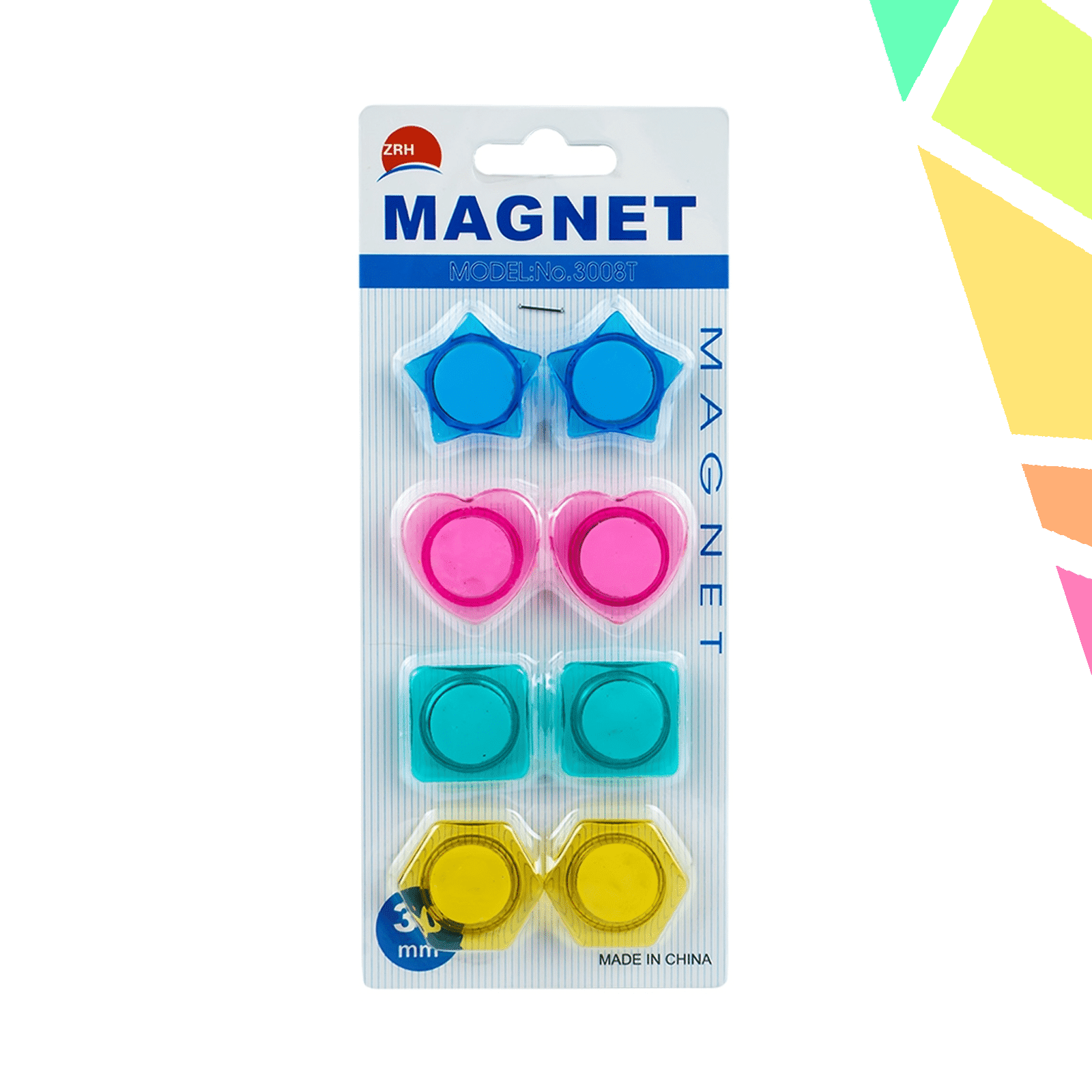 Magneti color, diverse forme, 30mm, 8 buc/set - imagine 1