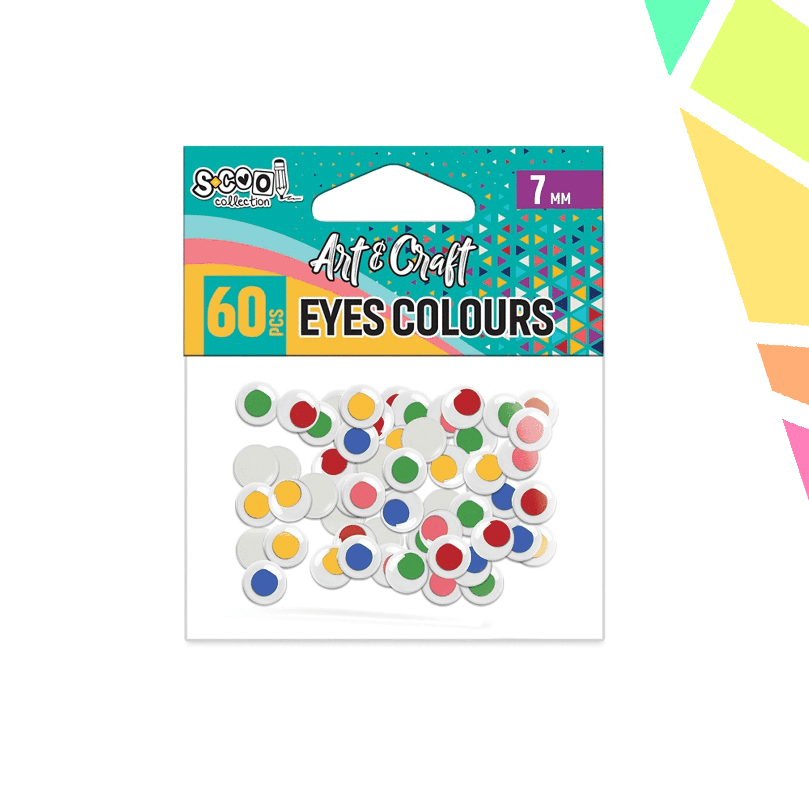 Accesorii craft, ochisori color, 7 mm, 60 buc/set - S-COOL - imagine 1