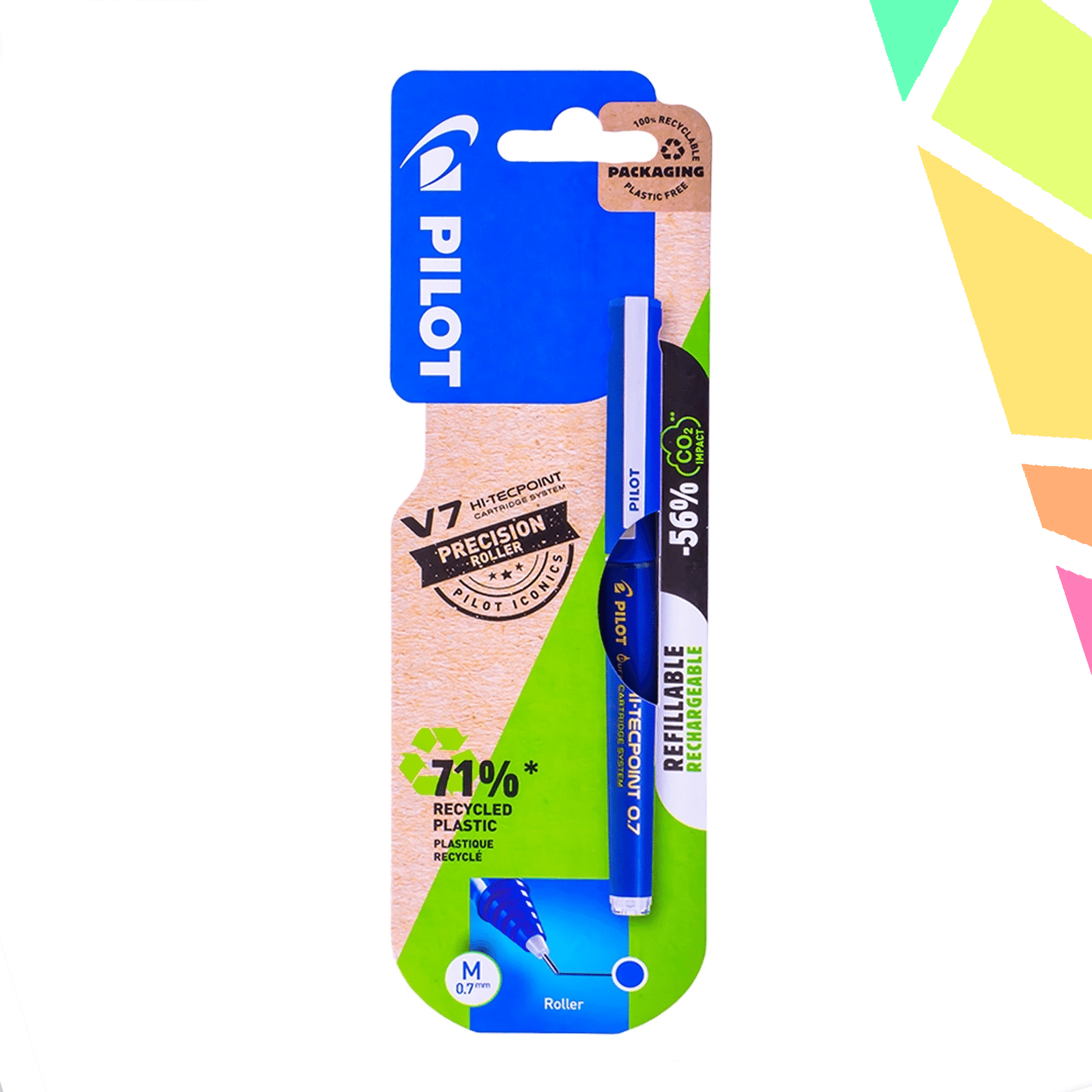 Roller V7 Hi-Tecpoint, 0,7mm, albastru - Pilot - imagine 1