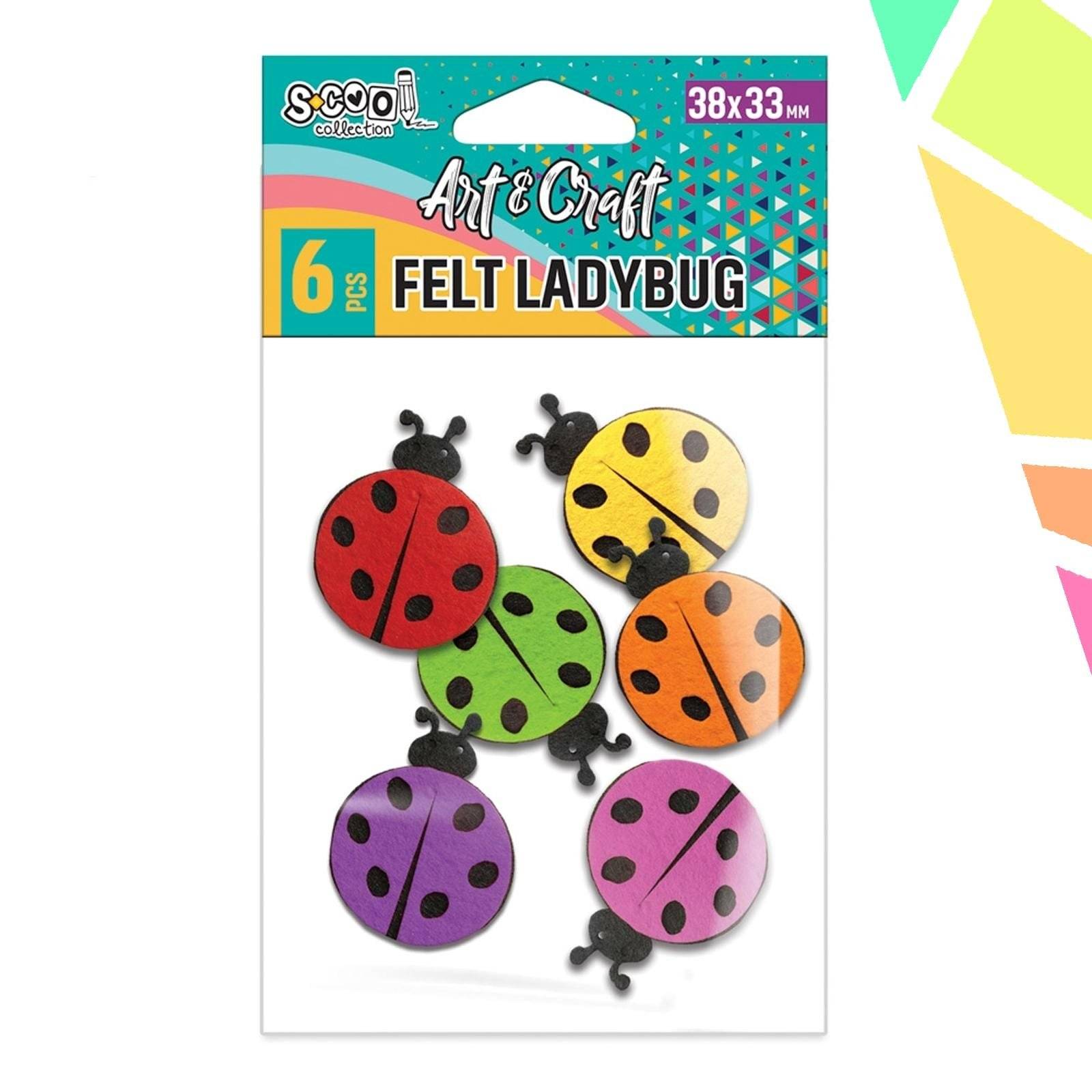 Accesorii craft, buburuze fetru, 38x33 mm, 6 buc/set - S-COOL - imagine 1