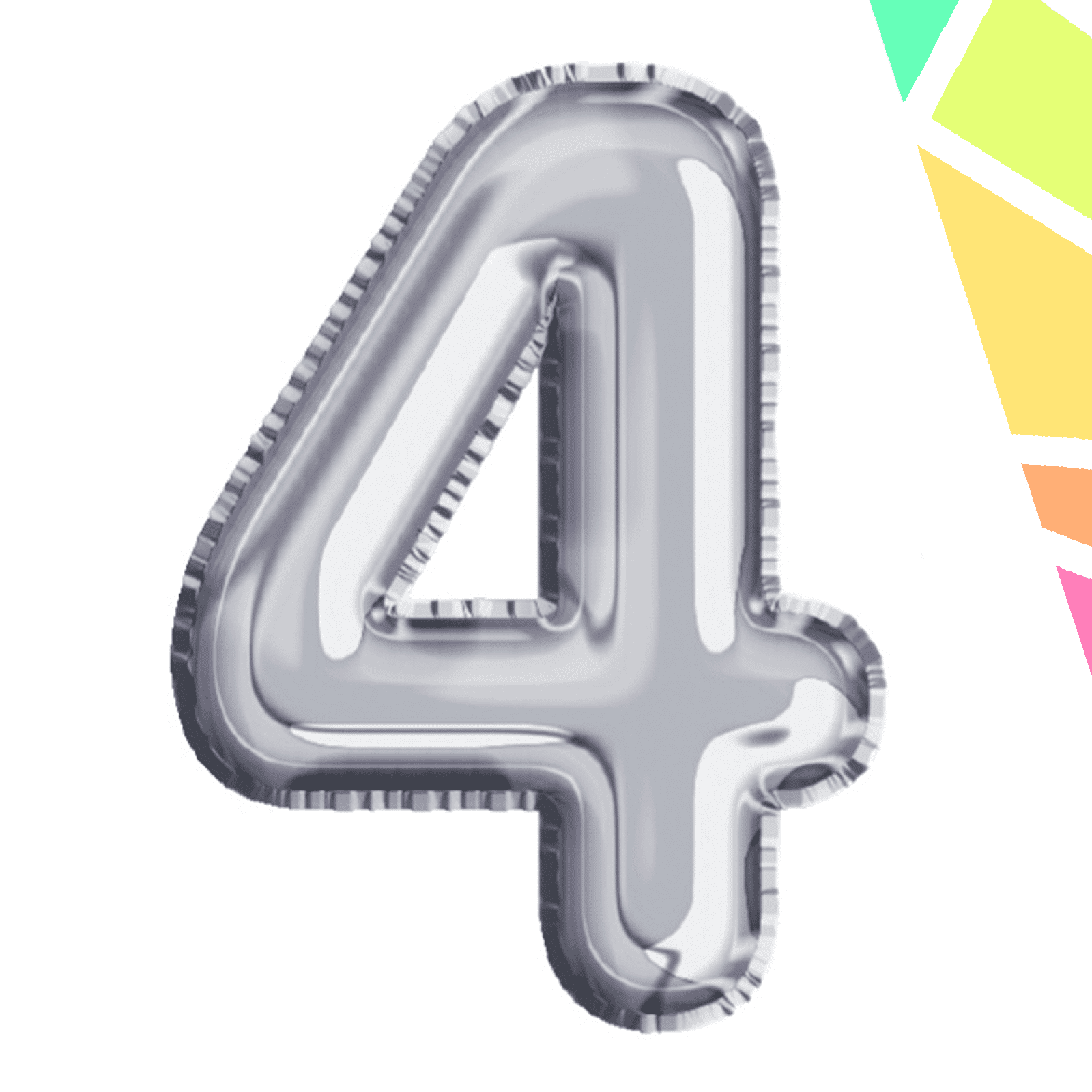 Balon, folie aluminiu, argintiu, cifra 4, 40 cm - imagine 1